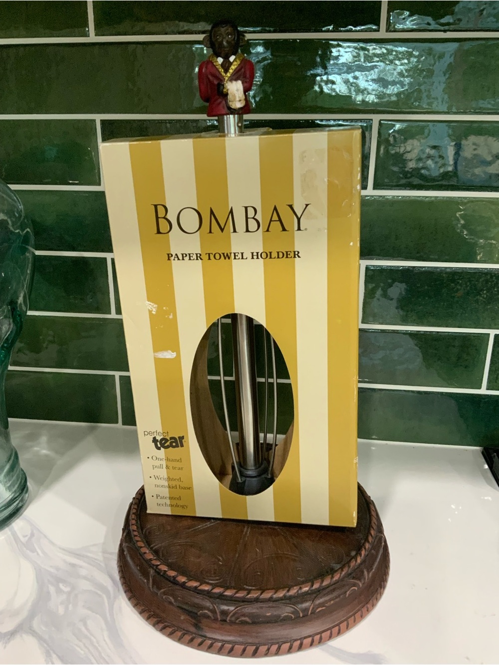 Bombay Company Paper Towel Holder with Monkey Ornament Metal Heavy
